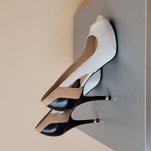 Marc Fisher Leather Color-block Peep Toe Heels in 7.5M